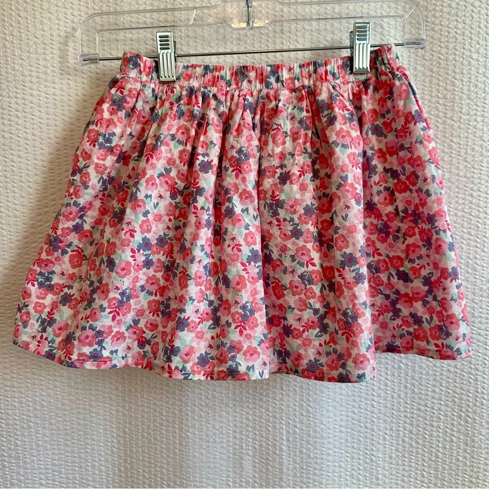 MAX STUDIO Girls Floral 3 Piece Skirt Tank Top Sun Hat Matching Set Size 7/8